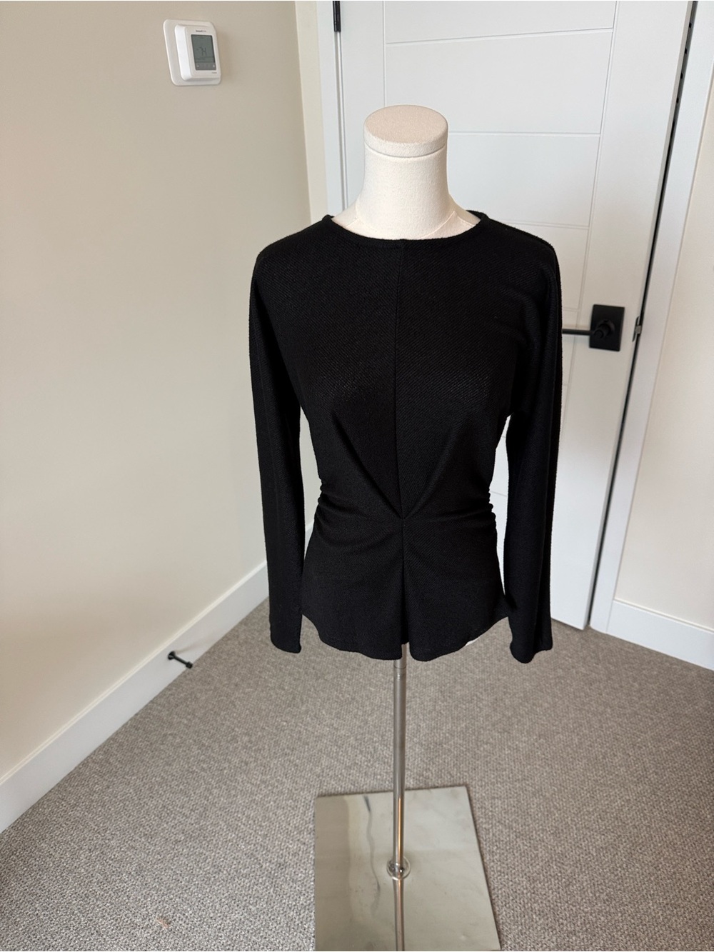 White House Black Market Black Twist-Waist Long Sleeve Top